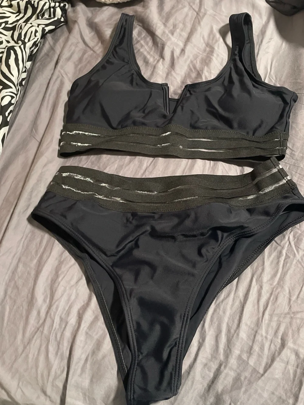 SHEIN Black High-Waist Sporty Bikini Set